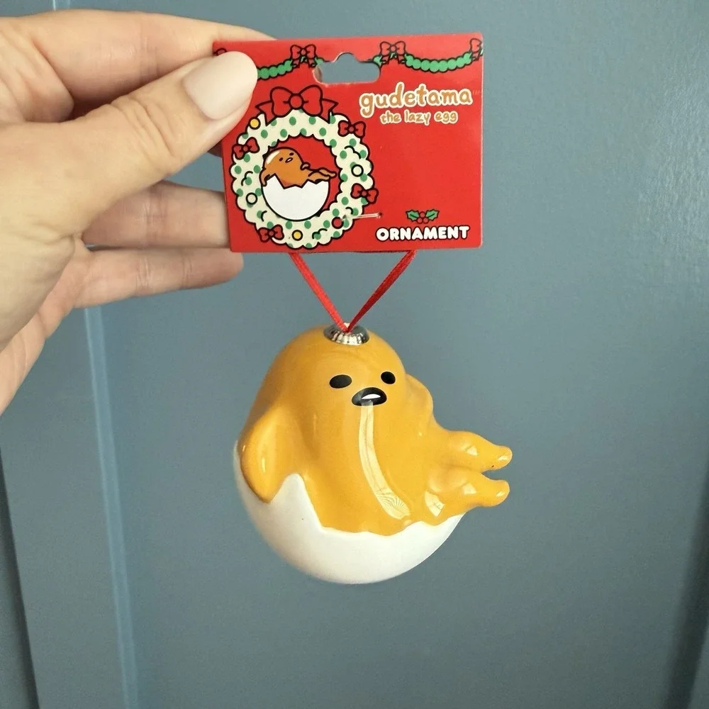 Gudetama Lazy Egg Christmas Ornaments Lot of 3 NWT Sanrio Surreal Decor F/W